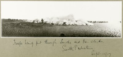 Troops Being Put Through Smoke and Gas Cloud, South Palestine by Capt. Arthur Rhodes